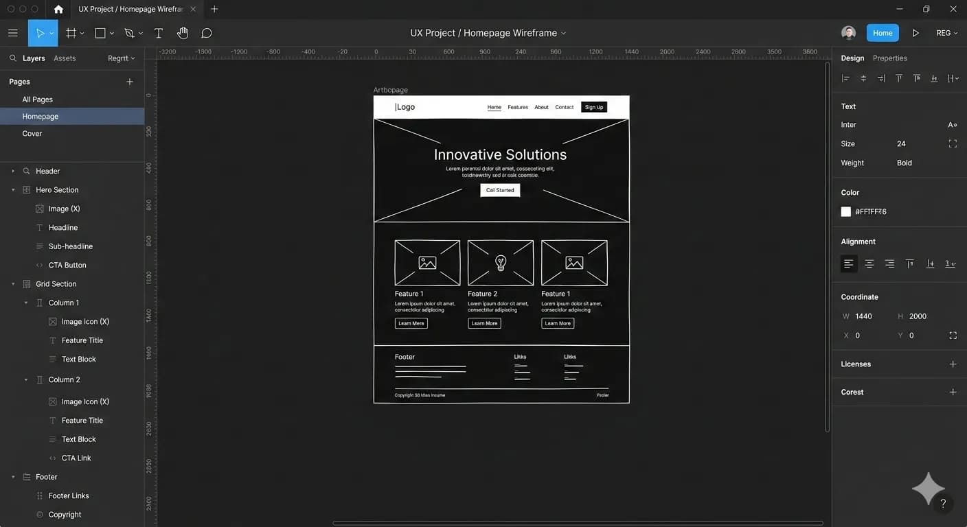 Maquette wireframe dans Figma