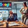 Client demandant un bon classement Google sans réaliser la complexité du SEO, face à un expert en marketing digital.